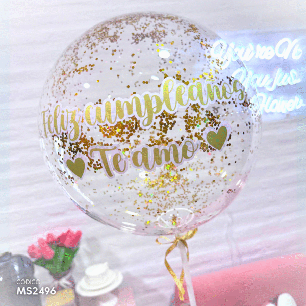 Globo Burbuja "Feliz cumpleaños! Te amo"